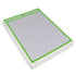 BOX USA Neon Stitched Job Ticket Holders, Clear with Neon Green Edging, 9 x 12", Case of 15, Reusable Vinyl