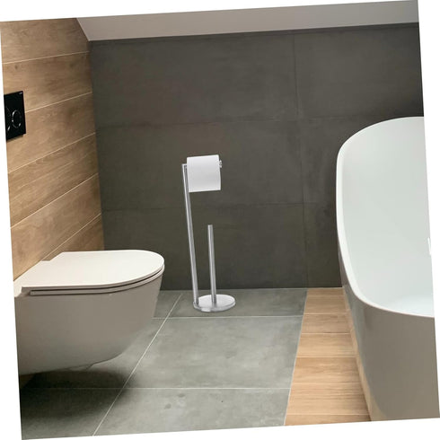 TEHAUX Vertical Paper Towel Rack Storage Roll Paper Holder for Bathroom and Kitchen Non- Base Modern Design for Easy