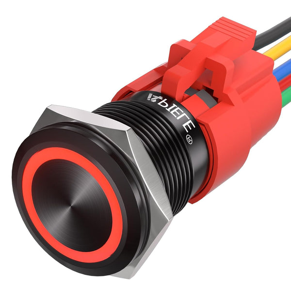 APIELE 19mm Momentary Push Button Switch On Off Aluminium Alloy 12V LED Angel Eye Head with Wire Socket