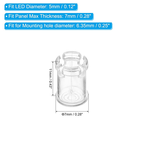 PATIKIL 5mm Emitting Diode Holder, 20 Pack LED Holder Clip Mounting Bracket Socket Cap for Lamp Bulb Bezel Mount Panel LED Display, Transparent