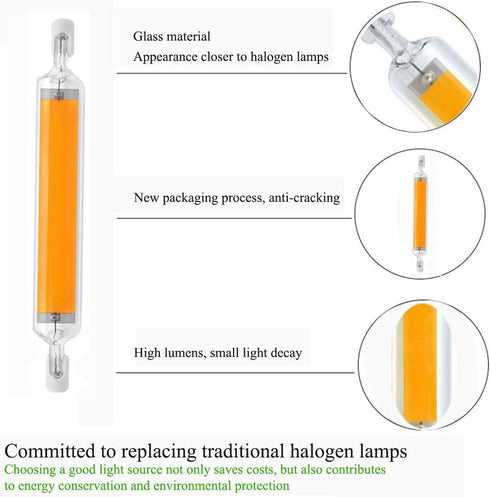 118mm 20W R7S LED Bulb (4 Pack), 200W Halogen Equivalent, 3000K Warm White, J Type T3, 360 Beam Angle