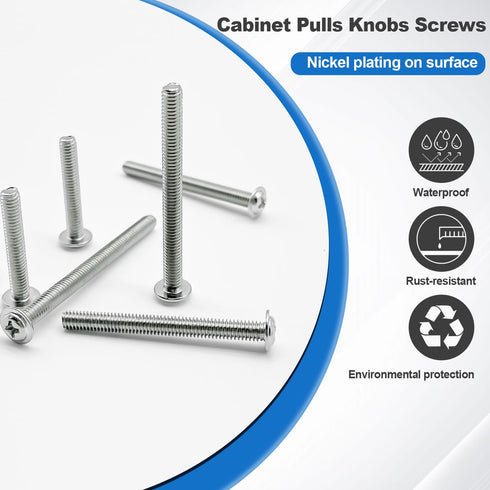 120PCS Assortment Cabinet Pull and Knob Screws: M4 25/30/35/40/45/50mm Machine Screws with Pan Washer Head for Drawer