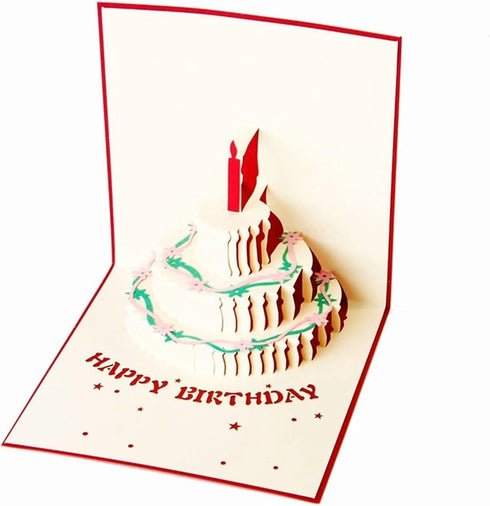 Liudan 3D Greeting Card Birthday Cards Carte Fleurs Pop High Cake Happy Birthday Greeting Invitation Cards Boys Girls