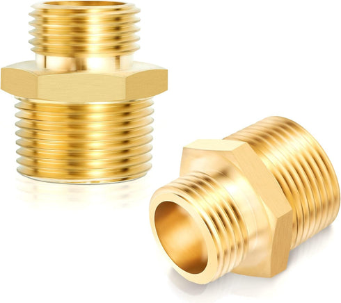 3/4" GHT Male x 1" NPT Male LF Brass Garden Hose Fittings, Connectors Adapter, Pack of 2