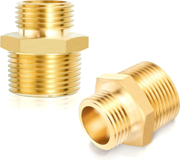 3/4" GHT Male x 1" NPT Male LF Brass Garden Hose Fittings, Connectors Adapter, Pack of 2