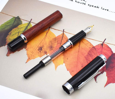 Jinhao Nature Rose Wood Fountain Pen with Bent Nib (Fine to Broad Size) for Calligraphy and Art