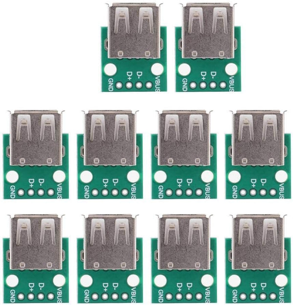 Oumefar 10Pcs USB Breakout Board, USB Type A Female Breakout Board with 2.54mm Pitch Connector DIP Socket