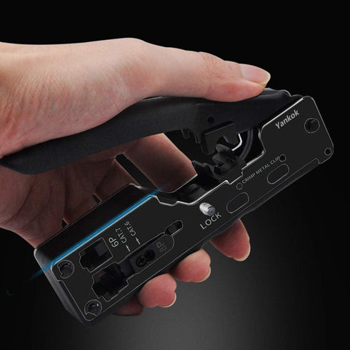 Yankok Modular Crimper for CAT5 CAT6 CAT7, Shielded and Unshielded RJ45 RJ12 RJ11 Network Connectors Ethernet Crimp