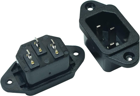 Screw Mount 3 Pins IEC320 C14 Inlet Power Plug Socket, 15A 250VAC Power Connector (Pack of 2)