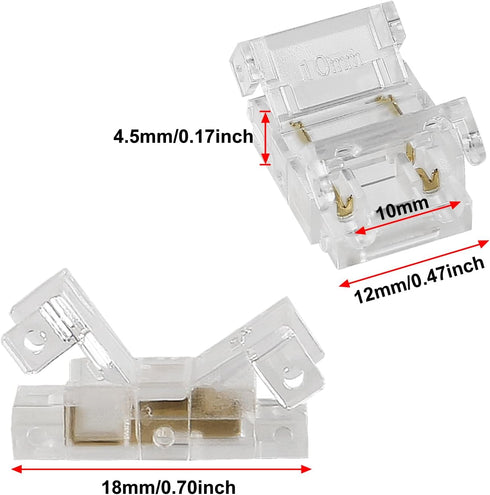 DORHEA 10Pcs 4 10mm 3528 5050 Pin RGB to Wire LED Light Strip Connectors Waterproof LED Adapter Connectors Transparent
