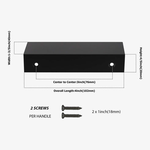 Edge Pull Finger Pull Handle Door Finger Pull -LS7030BK96 Cabinet Finger Pulls Black Cabinet Finger Pull Round Kitchen Finger Pulls 5Pack by Peaha