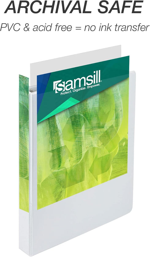 Samsill Plant-Based 1 Inch Durable Round Ring View Binder - Eco-Friendly, Made in USA, Single, White