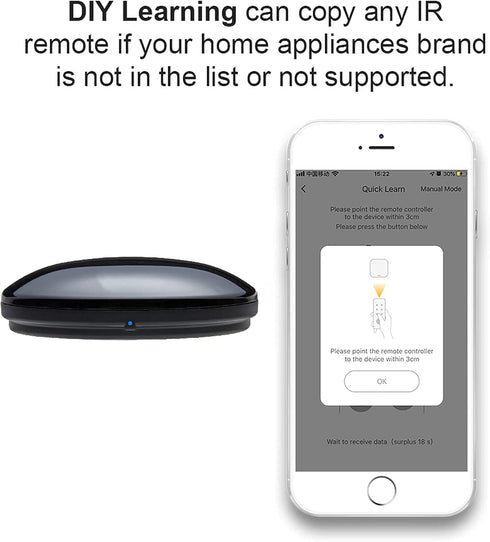 Smart IR Remote Control, All in One IR Blaster for TV, DVD, Air Conditioner, Compatible with Alexa