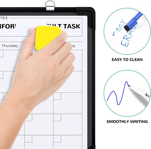 Small Monthly Calendar Dry Erase Whiteboard for Wall, 16in x 12in Magnetic Board, Portable for Kitchen, Planning