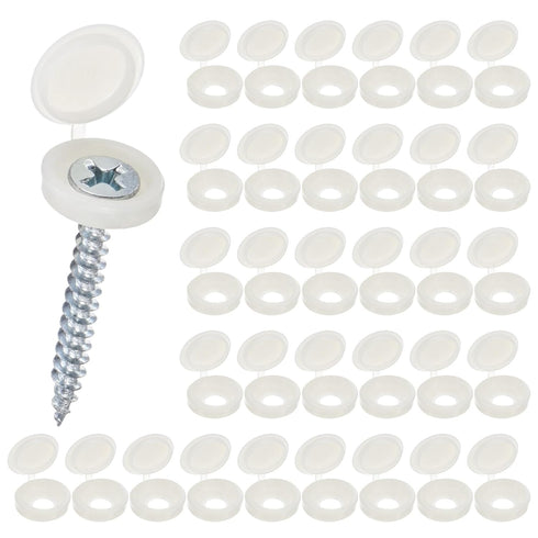 M METERXITY 100-Pack Plastic Hinged Screw Cover Caps, 5mm Shutter Screws with Caps, Fold
