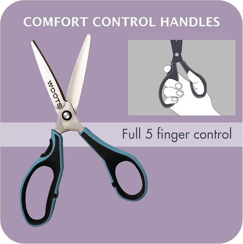MaxTitanium 8" Non-Stick Scissors with Dual Curved Technology HD, 2 Pack for Shipping, Office, School, Gardening