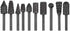 10pc Carbon Steel Rotary Burr Rasp Set, 1/8''(3mm) Shank Wood Carving File Rasp Drill Bits for DIY Woodworking,