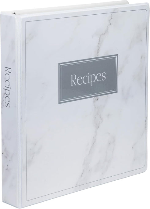 Samsill 1 Inch D-Ring Recipe Binder Kit, Full Page 8.5 x 11, Marble Design