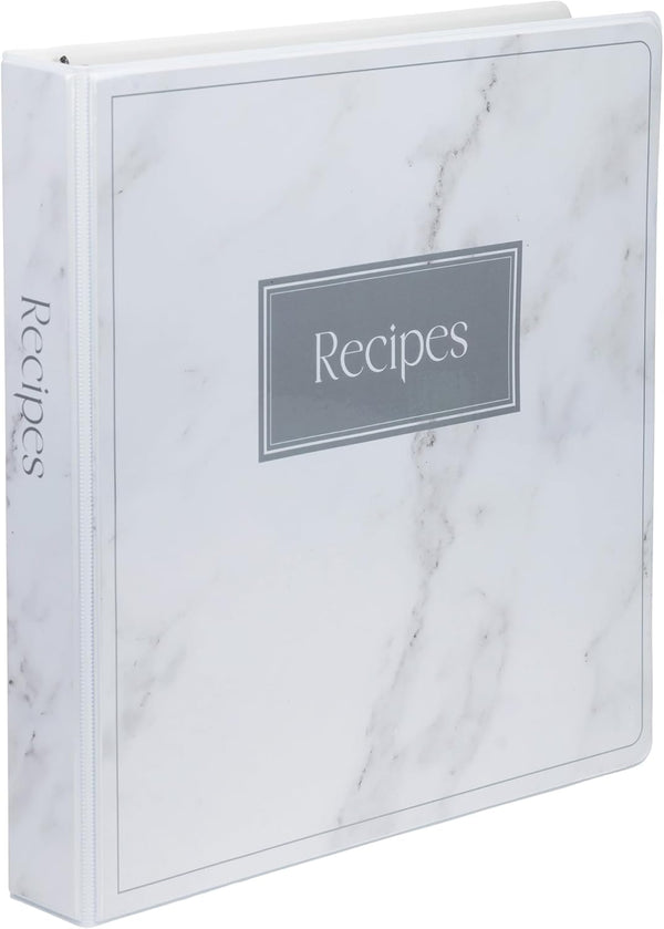 Samsill 1 Inch D-Ring Recipe Binder Kit, Full Page 8.5 x 11, Marble Design