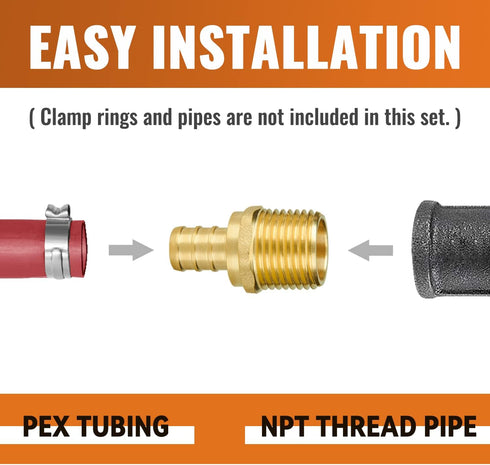 SUNGATOR 1/2 Inch Pex Fittings, 10-Pack Male Adapter, No Lead Brass, NSF, UPC Certified for Pex Pipe