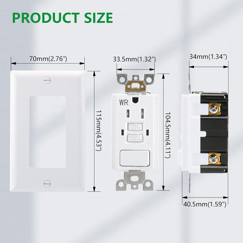 GFCI Outlet, Tamper Resistant Receptacle with Combination Switch, ETL Listed, White (TR&WR15Amp)