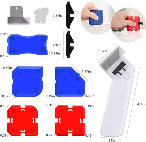 11 Piece Set Professional Caulking Tool Kit with Sealant Finishing Tools Easy Silicone Caulking with Guides Caulk Removal Tools and Fill Removal Tool Silicone Fill