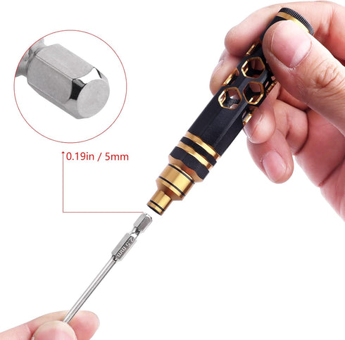 5 in 1 RC Hobby Repair Tools Kit, Hex Driver Set with Magnetic Allen Wrench, Drill Bits & Phillips Screwdriver Bit