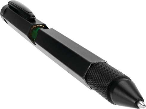 Performance Tool W9217 Multi-Function Aluminum Black Ballpoint Pens, 2 pk. with LED Light, Stylus, Ruler, Level,