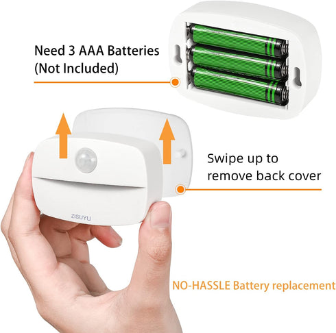 ZISUYU Closet Motion Sensor Light Indoor Led Night Light Stick on Nightlight Battery Operated Lights for Hallway Stair