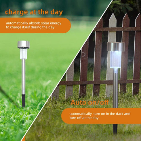 Guangshuohui 10PCS Solar Lights Outdoor, Stainless Steel Outdoor Waterproof, LED Lawn Lamps Lighting Solar Powered