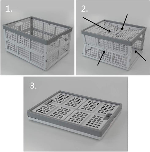 Doryh 34 2-Pack L Plastic Crates, Collapsible Storage Crates/Stackable Storage Container Basket
