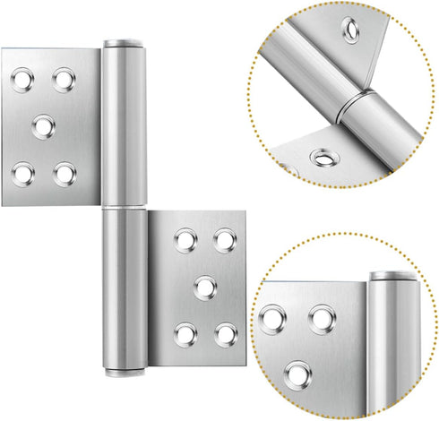1Pair KALLORY Heavy Duty Stainless Steel Lift Off Hinges Detachable Flag Door Hinges for Easy Installation Durable
