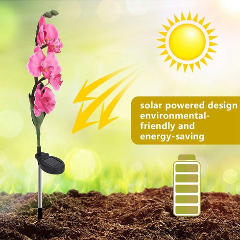 Yosoo Garden Solar Lights, Waterproof Moth Orchid Shape Light-Activated LED Pathway Light