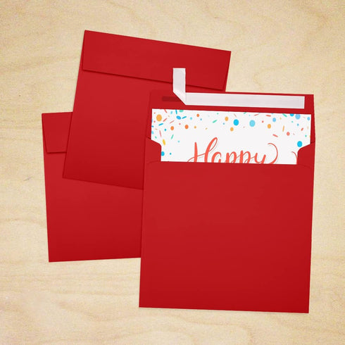 LUXPaper Square Invitation Envelopes | 6" x 6" | Ruby Red | Peel & Press | 80lb. Text | 50 Qty