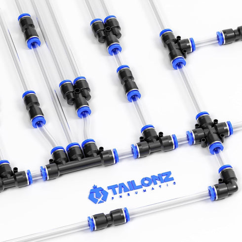 TAILONZ PNEUMATIC Blue Straight Reducing 1/2" Tube OD x 1/4" Tube OD Push to Connect Fittings