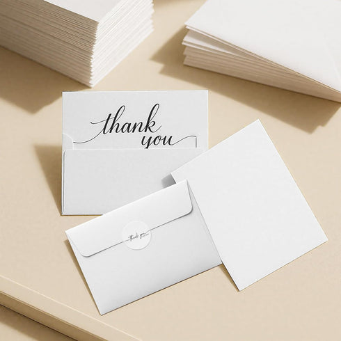 yrrBgo 48 Pack Stickers,3x3.5 Inch Thank You Cards with self seal Envelopes and Matching Minimalistic Design,Printable