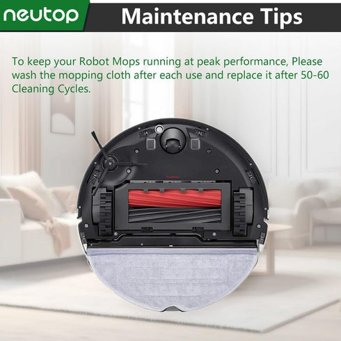 neutop Mop Cloths Pads, Compatible with Roborock S8, S8+, S7, S7+, Washable Spare Parts Accessories, 6-Pack