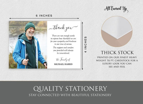 All Ewired Up Personalized Funeral Thank You Cards with Photo, Sympathy Acknowledgement Cards, Remembrance Ceremony