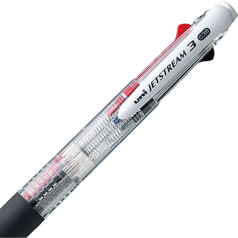 Uni Ballpoint Pen Jetstream 0.38mm, 3 Color Black, Red, Blue Ink, Transparent (SXE340038.T)
