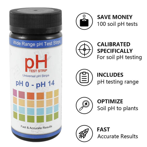 Soil Test Strips, 100 Tests PH Strips for Testing Soil, 0-14 PH Soil Tester Kit