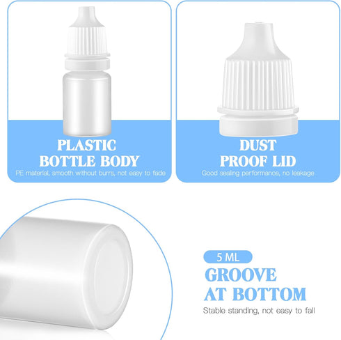 SUPVOX 10PCS Plastic Squeezable Dropper Bottles, Empty Essential Oil Squeeze Bottle Refillable Containers