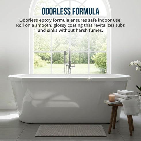 Tub Cast Roll On Bathtub Refinishing Kit by Ekopel Primer + Top Coat Included DIY Tub & Tile Reglazing Kit Bright White