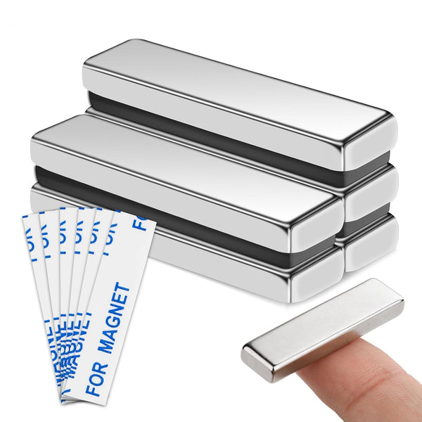 MIKEDE Strong Magnets, 5 Pack Rare Earth Bar Magnets with Double-Sided Adhesive, Neodymium Heavy Duty Locker Magnet,