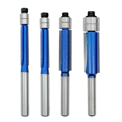 4Pcs Top Double Bearing Flush Trimming Router Bits Set, 1/4 Inch Shank
