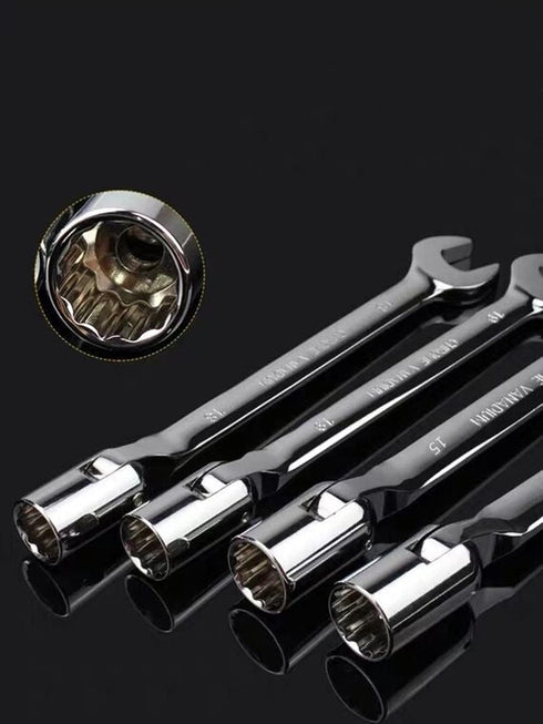 FLZOPSER 10mm Double Headed Rotary Hex Socket Head Open End Combination Spanner Wrench