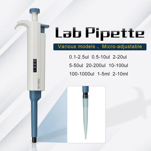 Micropipette 0.1-2.5ul, Adjustable Pipettor for Laboratory, Single Channel Lab Pipette,Half-Autoclavable