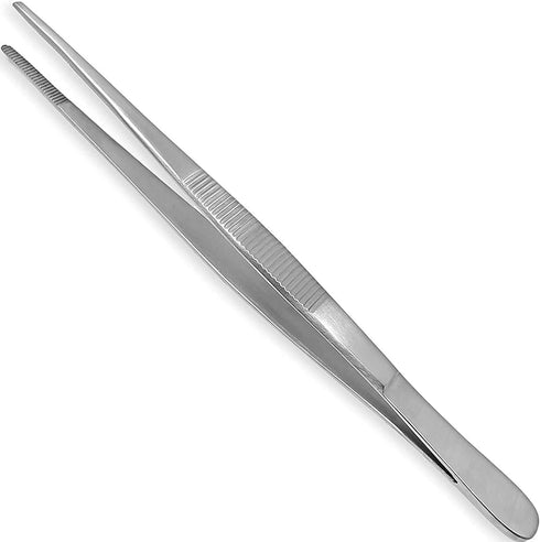 Thumb Dressing Forceps, Multipurpose Stainless Steel Tweezer, Serrated Tip Straight 5.5 Inch