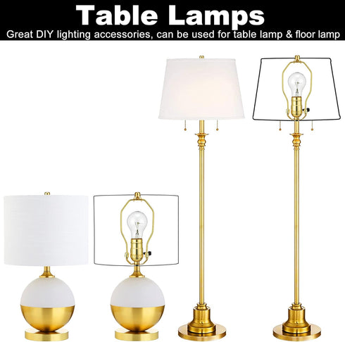Lamp Shade Holder, 2 Set 7 Inch Heavy Duty Lamp Harp Holder with 3/8 Standard Saddle + Lamp Finial Caps for Table and
