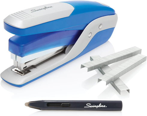 Swingline Stapler Value Pack, 28 Sheet Full Strip Quick Touch Stapler, 5,000 Premium Staples, Blue/Silver, Staple