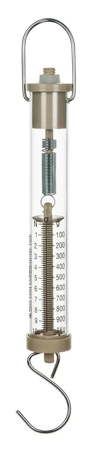 EISCO Newton Force Meter Spring Scale - Max Capacity 10N, 1 kg, Dual Scale Labeled.